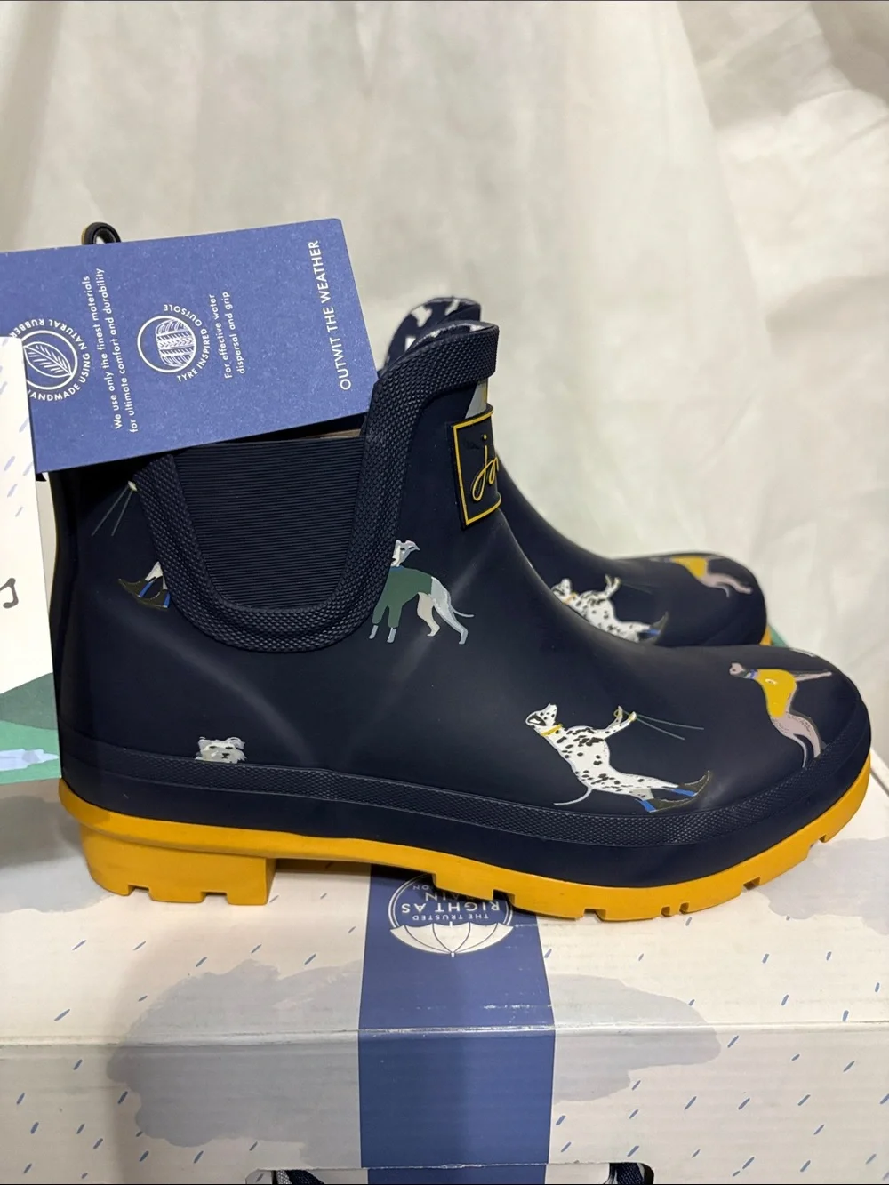 Joules Dog Print Wellington Boots size US 6 NWT